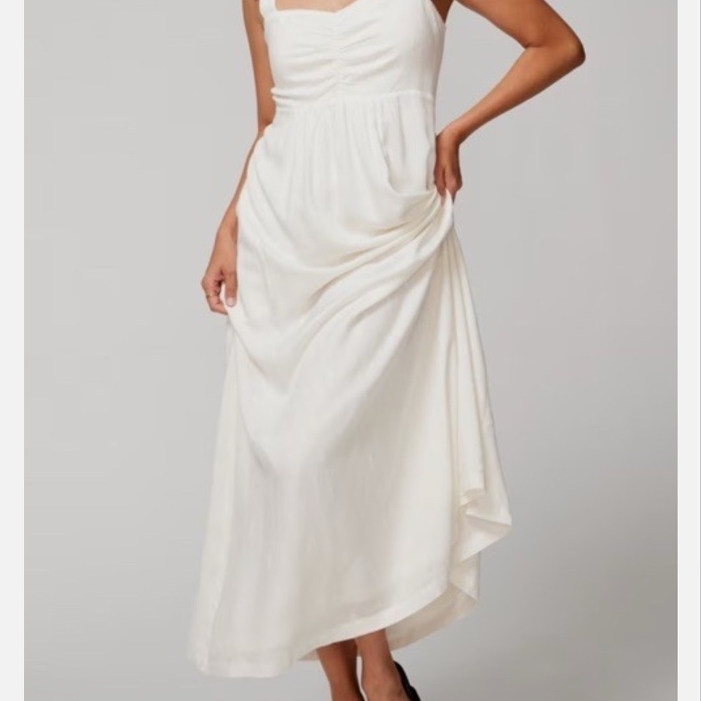 Soma Cream Asymmetrical Ruched Maxi Dress